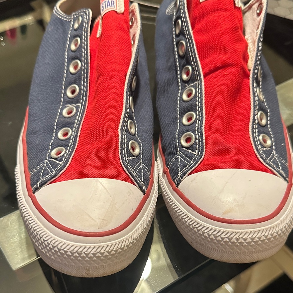 Custom Converse Canvas Low-Tops in Red and Navy